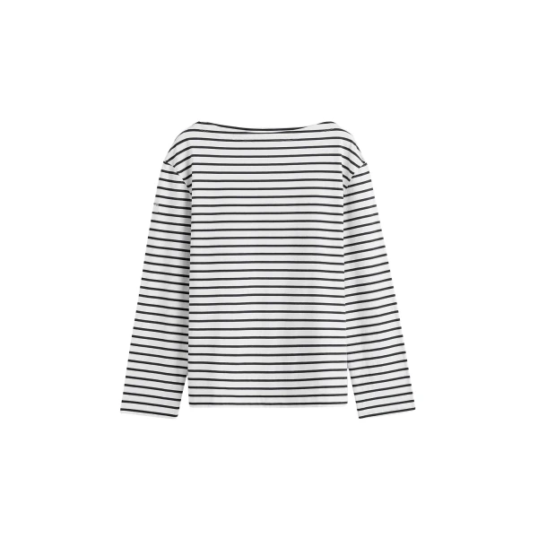 Totême Stripe jersey long-sleeve tee in White / Black - Tops - Scandinavian Minimalist Luxury at Luxury Shoes 