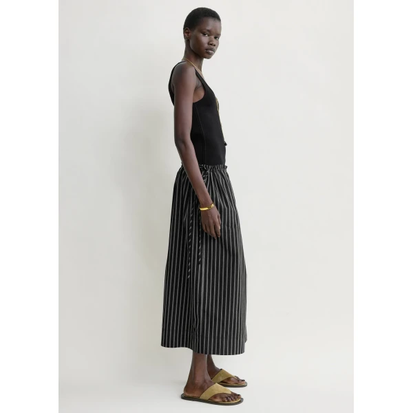 Totême Striped drawstring skirt in Black / White - Skirts - Scandinavian Minimalist Luxury at Luxury Shoes 