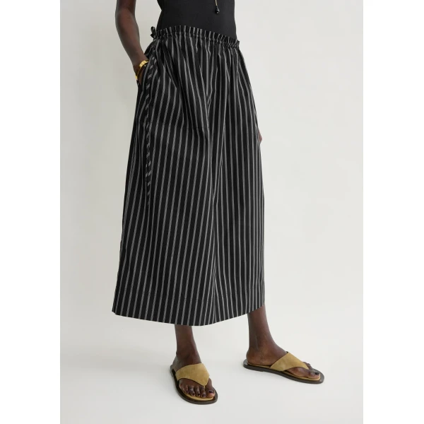 Totême Striped drawstring skirt in Black / White - Skirts - Scandinavian Minimalist Luxury at Luxury Shoes 