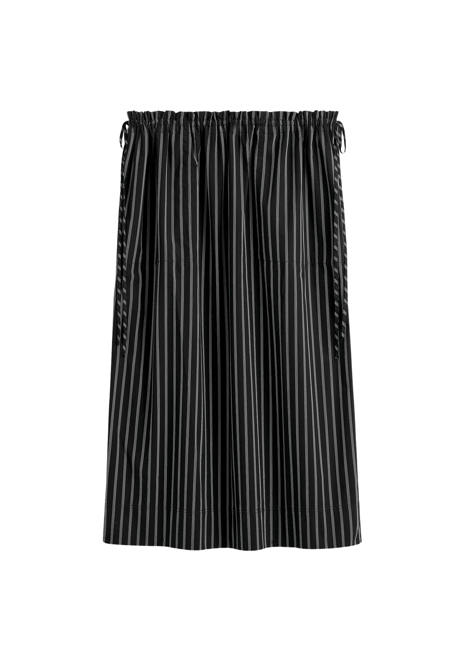 Toteme-Striped-drawstring-skirt-in-Black-White11280_nobg Totême Striped drawstring skirt in Black / White - Skirts - Scandinavian Minimalist Luxury at Luxury Shoes