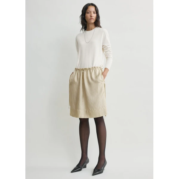 Totême Striped mini skirt in Beige / Brown - Skirts - Scandinavian Minimalist Luxury at Luxury Shoes 