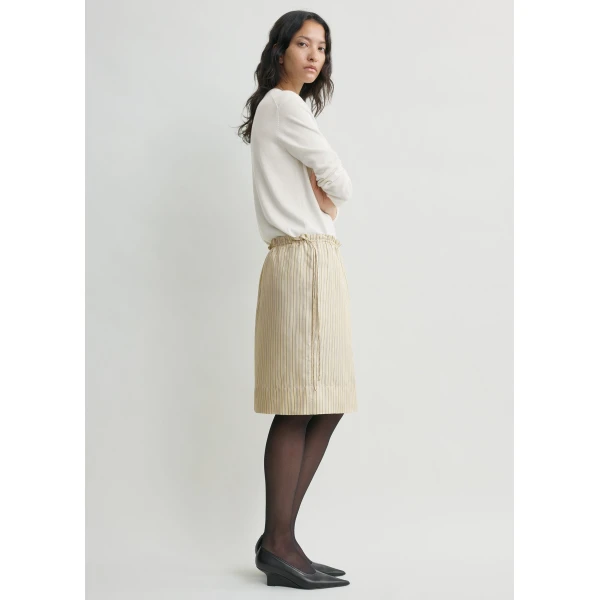 Totême Striped mini skirt in Beige / Brown - Skirts - Scandinavian Minimalist Luxury at Luxury Shoes 