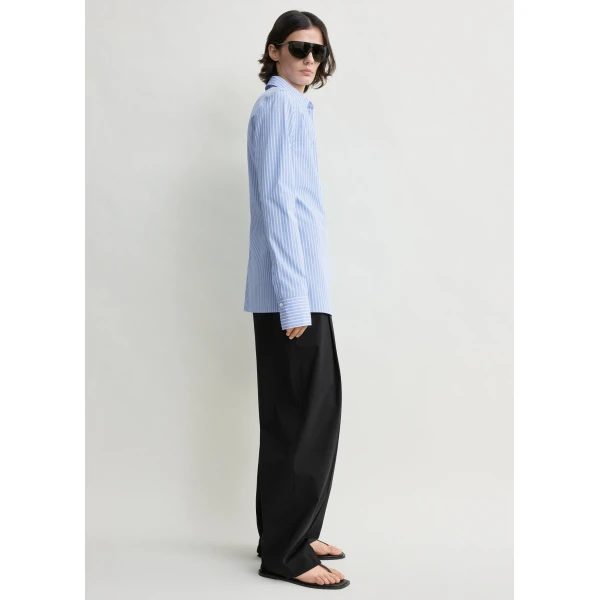 Totême Striped poplin shirt in Blue / White - Tops - Scandinavian Minimalist Luxury at Luxury Shoes 