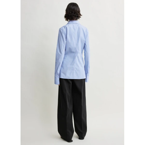 Totême Striped poplin shirt in Blue / White - Tops - Scandinavian Minimalist Luxury at Luxury Shoes 