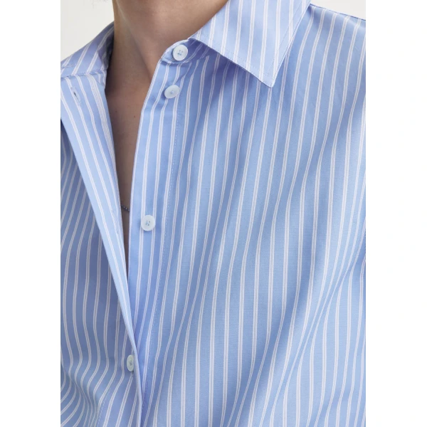 Totême Striped poplin shirt in Blue / White - Tops - Scandinavian Minimalist Luxury at Luxury Shoes 