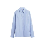 Totême Striped poplin shirt in Blue / White - Tops - Scandinavian Minimalist Luxury at Luxury Shoes 