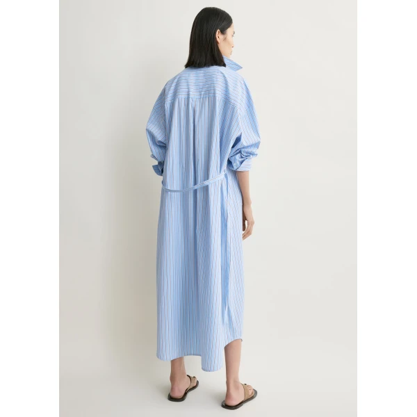 Totême Striped shirtdress in Pale blue / Red - Dresses - Scandinavian Minimalist Luxury at Luxury Shoes 