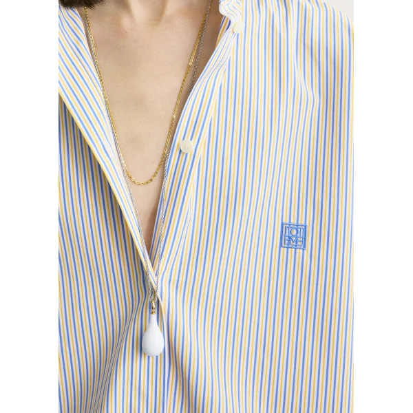 Totême Striped summer shirt in Blue / Yellow - Tops - Scandinavian Minimalist Luxury at Luxury Shoes 