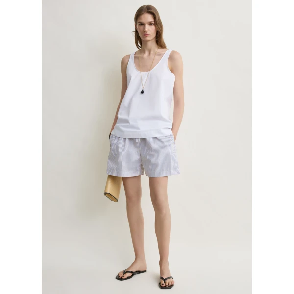 Totême Striped summer shorts in Blue / Yellow - Shorts - Scandinavian Minimalist Luxury at Luxury Shoes 