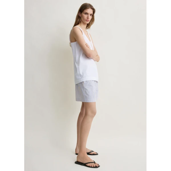 Totême Striped summer shorts in Blue / Yellow - Shorts - Scandinavian Minimalist Luxury at Luxury Shoes 