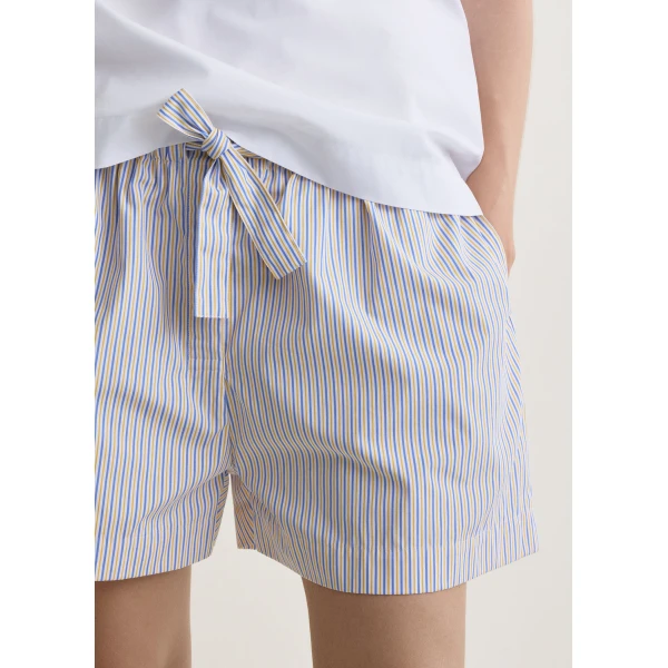 Totême Striped summer shorts in Blue / Yellow - Shorts - Scandinavian Minimalist Luxury at Luxury Shoes 