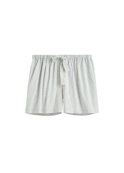 Totême Striped summer shorts in Blue / Yellow - Shorts - Scandinavian Minimalist Luxury at Luxury Shoes 