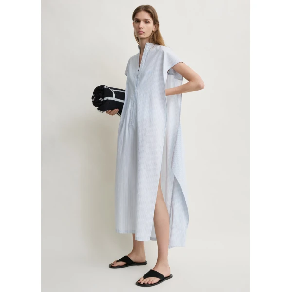 Totême Striped tie-sleeve dress blue/white in Pale blue / White - Dresses - Scandinavian Minimalist Luxury at Luxury Shoes 