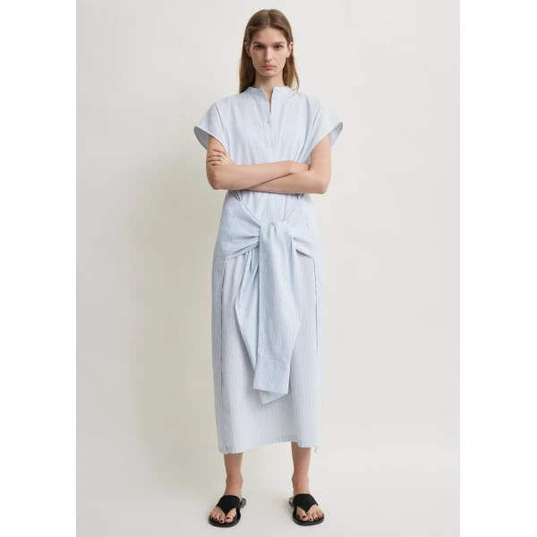 Totême Striped tie-sleeve dress blue/white in Pale blue / White - Dresses - Scandinavian Minimalist Luxury at Luxury Shoes 