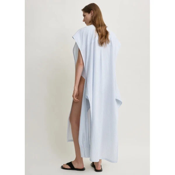 Totême Striped tie-sleeve dress blue/white in Pale blue / White - Dresses - Scandinavian Minimalist Luxury at Luxury Shoes 