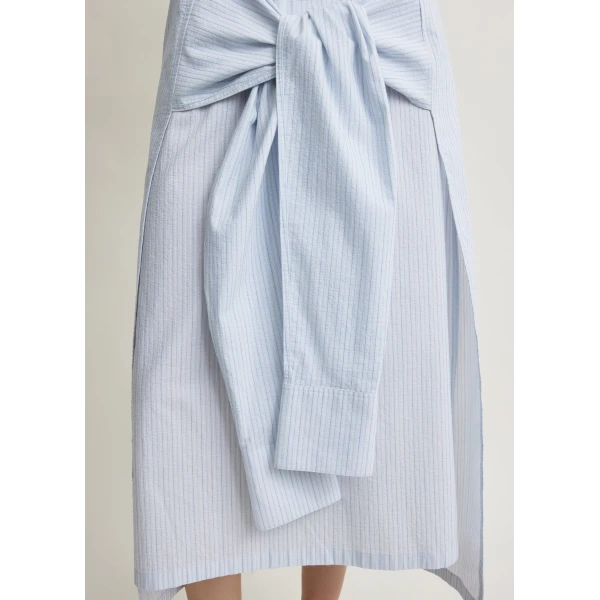 Totême Striped tie-sleeve dress blue/white in Pale blue / White - Dresses - Scandinavian Minimalist Luxury at Luxury Shoes 