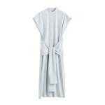 Totême Striped tie-sleeve dress blue/white in Pale blue / White - Dresses - Scandinavian Minimalist Luxury at Luxury Shoes 