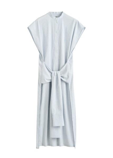 Totême Striped tie-sleeve dress blue/white in Pale blue / White - Dresses - Scandinavian Minimalist Luxury at Luxury Shoes 