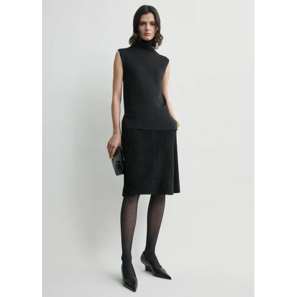 Totême Suede skirt in Black - Skirts - Scandinavian Minimalist Luxury at Luxury Shoes 