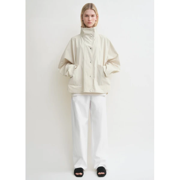 Totême Summer parachute jacket in Oyster - Jackets - Scandinavian Minimalist Luxury at Luxury Shoes 