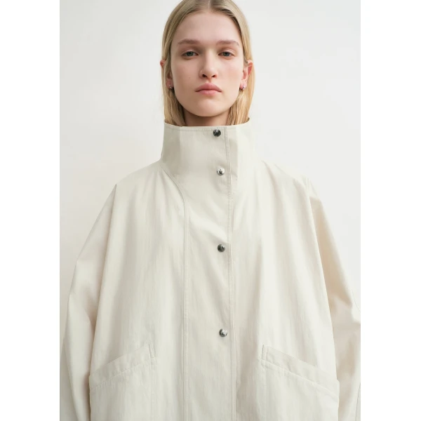 Totême Summer parachute jacket in Oyster - Jackets - Scandinavian Minimalist Luxury at Luxury Shoes 