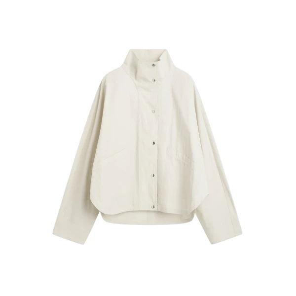 Totême Summer parachute jacket in Oyster - Jackets - Scandinavian Minimalist Luxury at Luxury Shoes 