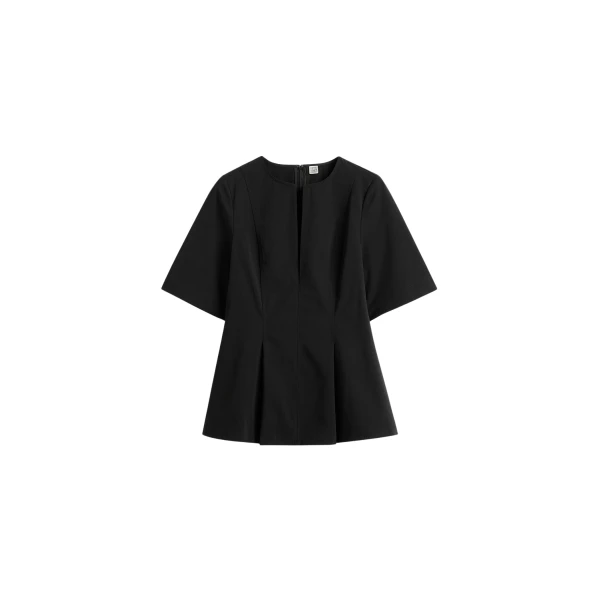 Totême Tailored cotton top in Black - Tops - Scandinavian Minimalist Luxury at Luxury Shoes 