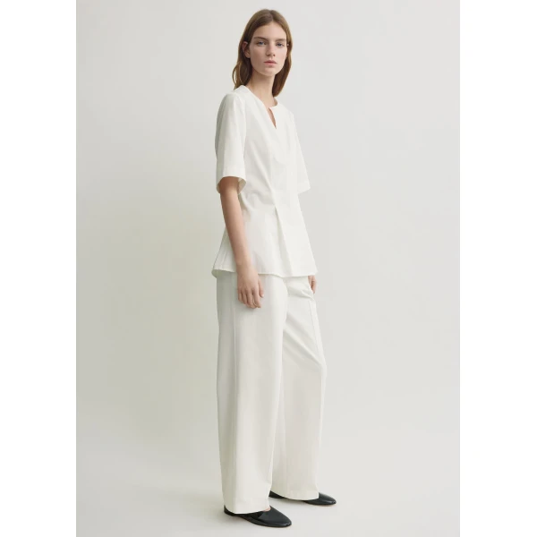 Totême Tailored cotton top in White - Tops - Scandinavian Minimalist Luxury at Luxury Shoes 