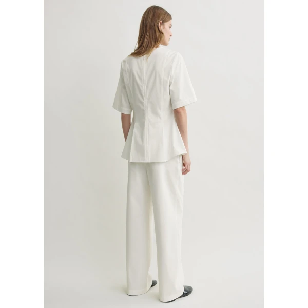 Totême Tailored cotton top in White - Tops - Scandinavian Minimalist Luxury at Luxury Shoes 