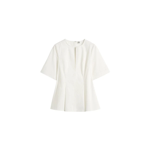 Totême Tailored cotton top in White - Tops - Scandinavian Minimalist Luxury at Luxury Shoes 