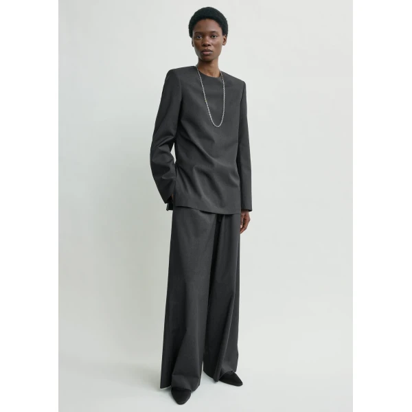 Totême Tailored dinner blouse charcoal in Charcoal melange - Tops - Scandinavian Minimalist Luxury at Luxury Shoes 
