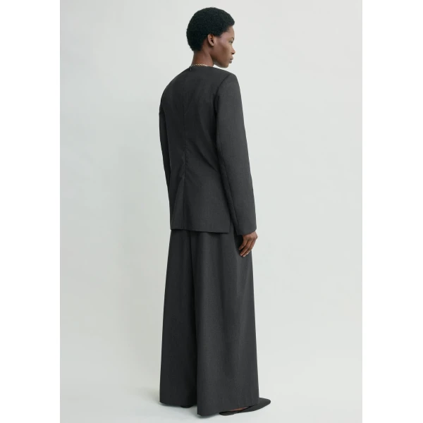 Totême Tailored dinner blouse charcoal in Charcoal melange - Tops - Scandinavian Minimalist Luxury at Luxury Shoes 