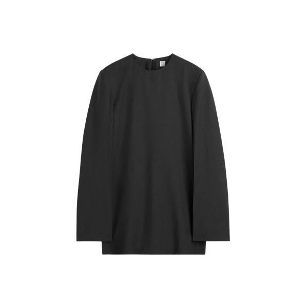 Totême Tailored dinner blouse charcoal in Charcoal melange - Tops - Scandinavian Minimalist Luxury at Luxury Shoes 