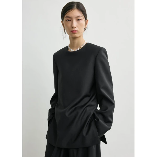 Totême Tailored dinner blouse in Black - Tops - Scandinavian Minimalist Luxury at Luxury Shoes 