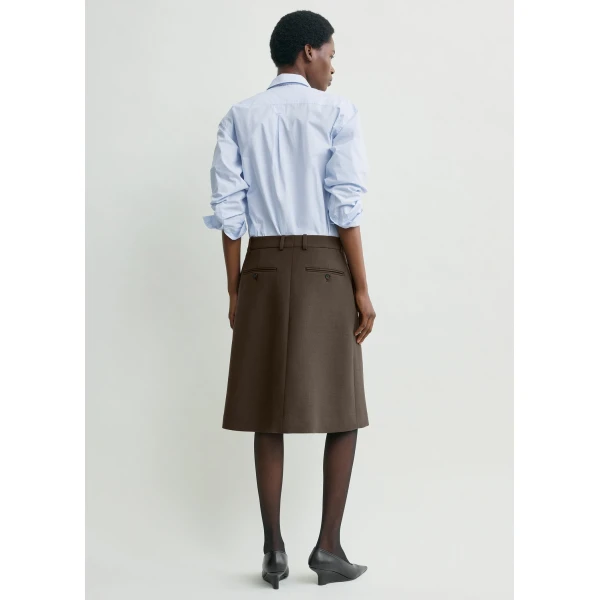 Totême Tailored pleat skirt in Bark - Skirts - Scandinavian Minimalist Luxury at Luxury Shoes 