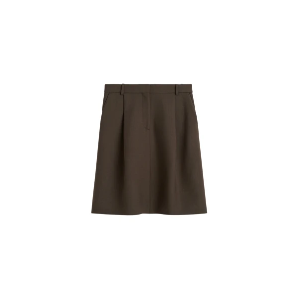 Totême Tailored pleat skirt in Bark - Skirts - Scandinavian Minimalist Luxury at Luxury Shoes 