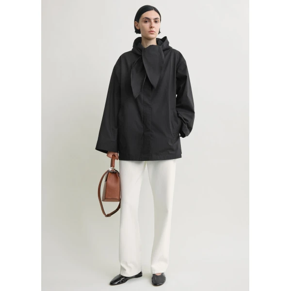 Totême Technical scarf jacket in Black - Jackets - Scandinavian Minimalist Luxury at Luxury Shoes 