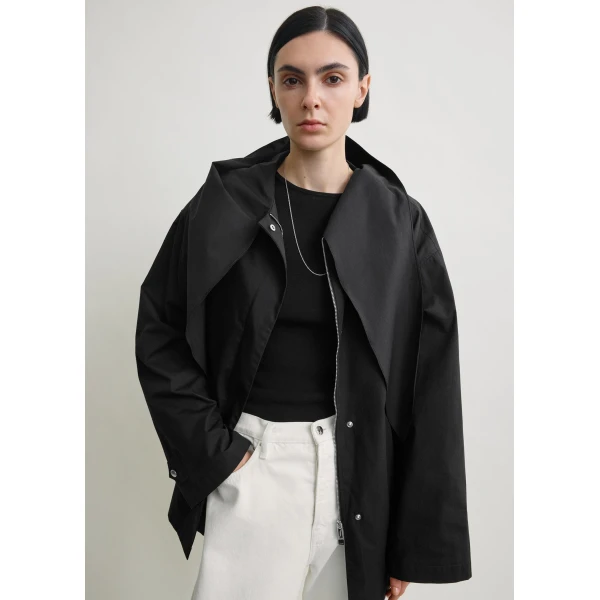 Totême Technical scarf jacket in Black - Jackets - Scandinavian Minimalist Luxury at Luxury Shoes 