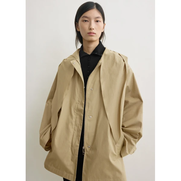 Totême Technical scarf jacket in Cashew - Jackets - Scandinavian Minimalist Luxury at Luxury Shoes 