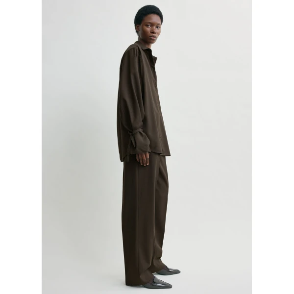 Totême Tie-cuff shirt in Pepper - Tops - Scandinavian Minimalist Luxury at Luxury Shoes 