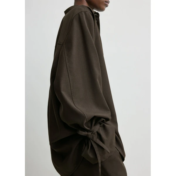 Totême Tie-cuff shirt in Pepper - Tops - Scandinavian Minimalist Luxury at Luxury Shoes 