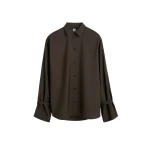 Totême Tie-cuff shirt in Pepper - Tops - Scandinavian Minimalist Luxury at Luxury Shoes 