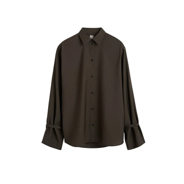 Totême Tie-cuff shirt in Pepper - Tops - Scandinavian Minimalist Luxury at Luxury Shoes 