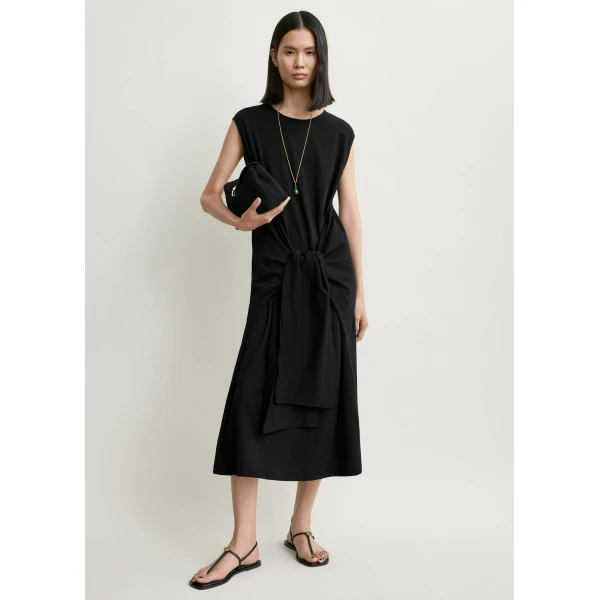 Totême Tie-waist jersey dress in Black - Dresses - Scandinavian Minimalist Luxury at Luxury Shoes 