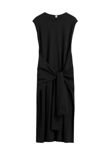 Totême Tie-waist jersey dress in Black - Dresses - Scandinavian Minimalist Luxury at Luxury Shoes 