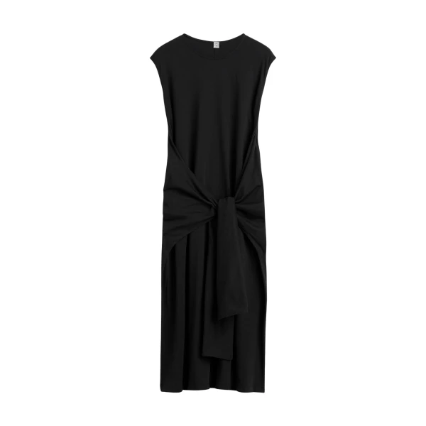Totême Tie-waist jersey dress in Black - Dresses - Scandinavian Minimalist Luxury at Luxury Shoes 