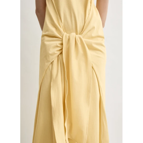 Totême Tie-waist jersey dress in Buttercup - Dresses - Scandinavian Minimalist Luxury at Luxury Shoes 