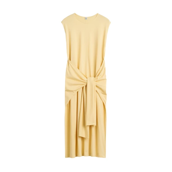 Totême Tie-waist jersey dress in Buttercup - Dresses - Scandinavian Minimalist Luxury at Luxury Shoes 