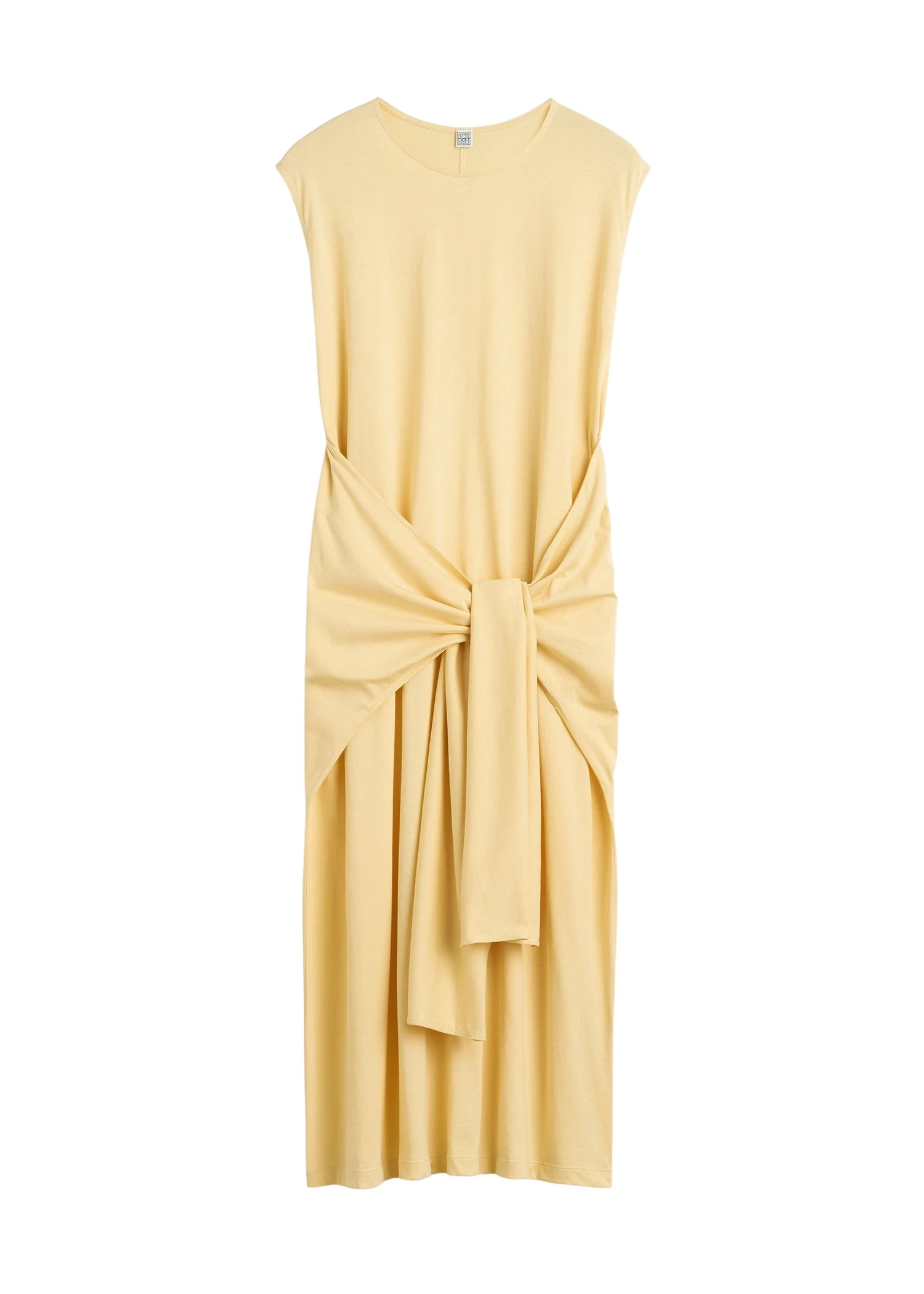 Toteme-Tie-waist-jersey-dress-in-Buttercup56155_nobg Totême Tie-waist jersey dress in Buttercup - Dresses - Scandinavian Minimalist Luxury at Luxury Shoes
