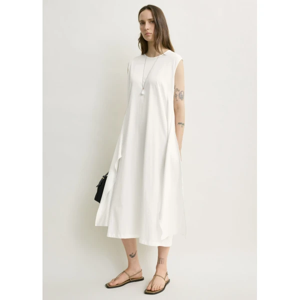 Totême Tie-waist jersey dress in Off-white - Dresses - Scandinavian Minimalist Luxury at Luxury Shoes 